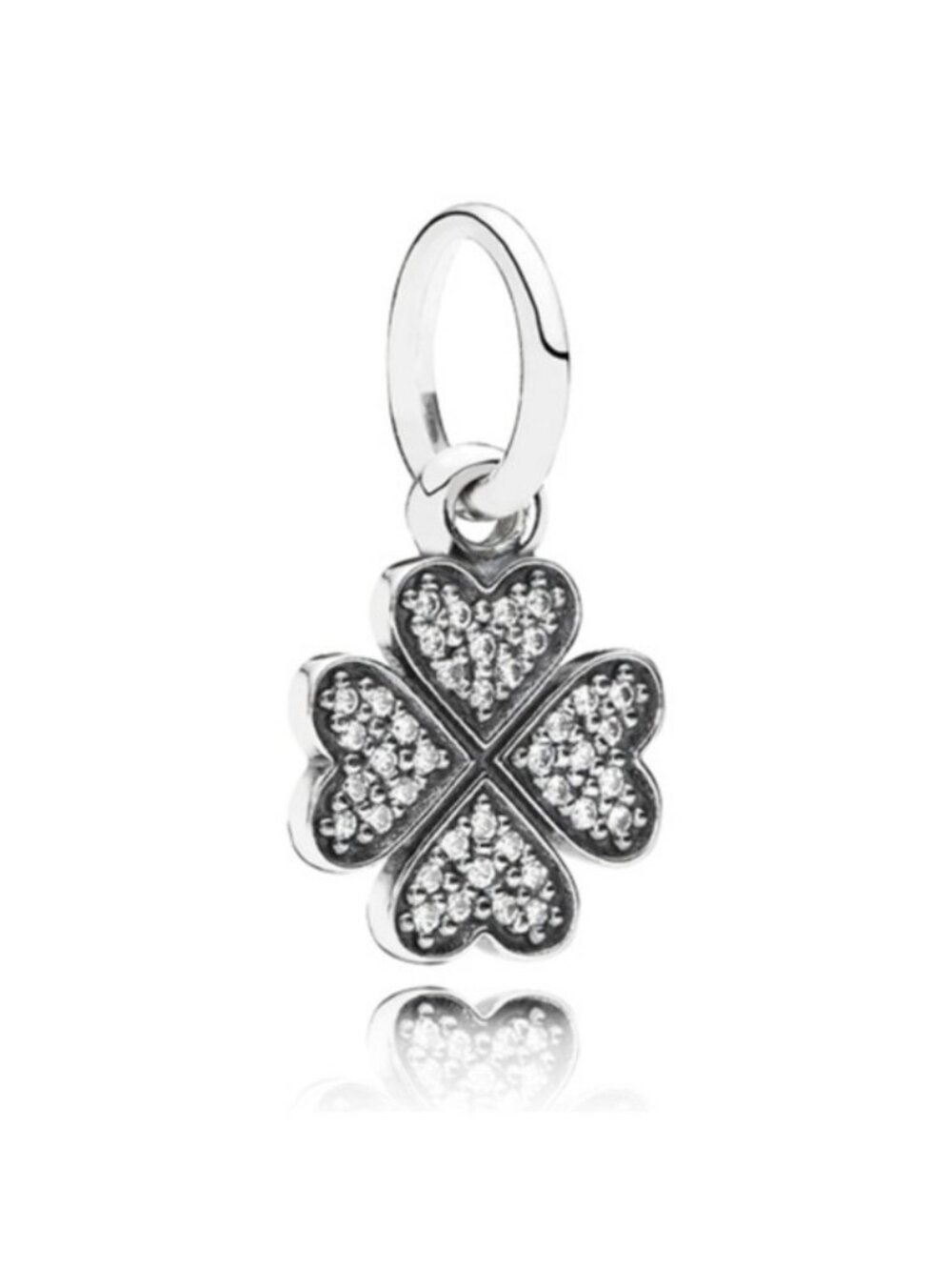 Pandora Retired Sterling Silver Symbol of Lucky in Love Clover Dangle with Clear